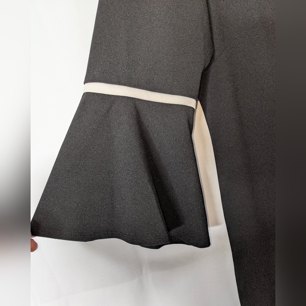 Ronni Nicole 3/4 Sleeves Black Dress With Contrasting Trim Knee Length Size 14 - Picture 3 of 8